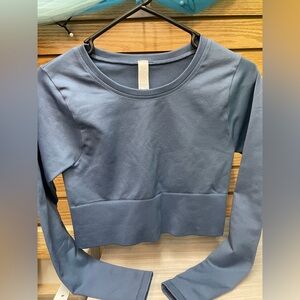 Aerie Blue Long Sleeve Crop Small